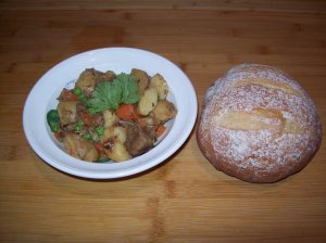 Lamb and Veggie Stew with bread