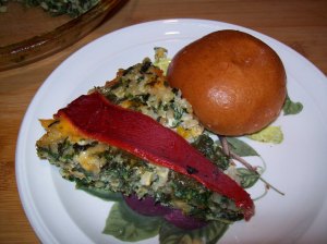 Spinach, Cheddar and Rice Pie