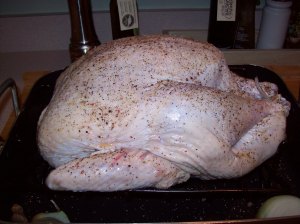 Stuff with oranges and onion season with oil salt and pepper