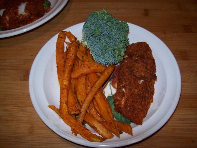 Eat Spicy Oven-Baked Fish and Sweet Potato Chips