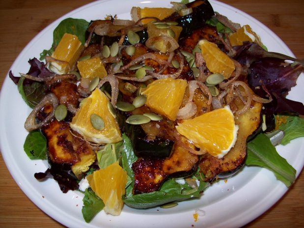 Caramelized Acorn Squash Salad with Crispy&nbsp;Shallots.