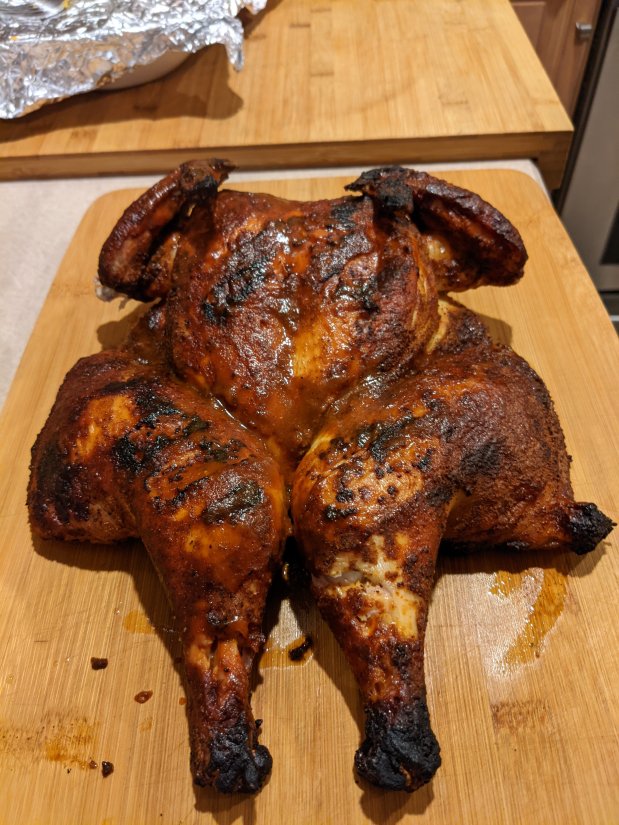 Smoked Spacock Chicken on gas&nbsp;grill